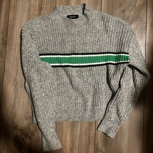 Stripped mock neck sweater